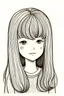 Placeholder: simple doodle, high quality, small girl with bangs and long hair