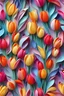 Placeholder: Seamless colorful 3D pattern of elegant tulips, repeating textures, glamorous, elegant shiny, quilling art style, 8k, 3D art style, cute and quirky, digital print, soft lighting, highly detailed clean, 3D paper quilling art style, professional photography, joyful and overflowing design