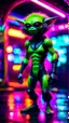 Placeholder: sexy stunt furry hairy alien ninja gremlin in telephone both parked in dark neon lit reflective wet arcade hall tunnel,bokeh like f/0.8, tilt-shift lens 8k, high detail, smooth render, down-light, unreal engine, prize winning