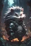 Placeholder: Close mid-shot), Krenz cushart style, grey somber filter, ultra detailed visually rich 2d cartoon manga concept art illustration of Sonoc The Hedgehog, created with the main focus on the mechanical post apocalyptic overgrown wilderness style from Horizon: forbidden west, (((candid photography))),luminous and enchanting, dark and eerie, lit dark fantasy realm, (((rule of thirds))) depth of field intricate details,subtle colors,fantastical realm, extremely detailed,ultrasharp