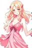 Placeholder: hot anime woman posing in pink dress and blonde hair