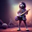 Placeholder: 3d render, Alice Cooper toddler, full body, guitar, dramatic lighting, volumetric lighting, music studio background, hyper realistic, unreal engine 5, 8k, UHD,