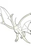 Placeholder: cute Pterodactyl, cartoon style, in its natural habitat, full body, defined lines, no shadows, light white background, minimalist style, well outlined with uniform and regular lines