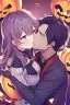 Placeholder: anime boy kissing a Halloween girl