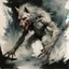 Placeholder: Surreal spooky agonizing werewolf transformation, half wolf- half man, double exposure of werewolf and man, sinister surrealism, horror, by George Harriman, by Stephen Gammell, by Jeremy Mann, eerie dark colors, sinister, hyperdetailed, matte oil painting, by Carne Griffiths.