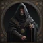 Placeholder: Dnd, fantasy, portrait, only face, archimage, medieval mosaic, ruthless, violent, old, black robe