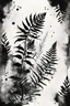 Placeholder: A abstract modern realism design black ink with brushstrokes and ink splatter of ferns and geometric patterns in negative space