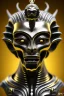 Placeholder: Silver alien, head, wicked, black eyes, blood, 8k, finely detailed, photo realistic, Anunnaki black male African Egyptian alien, cracks in the voodoo head, wicked,Asian turquoise eyes, crown, Elephant, 8k, finely detailed, photo realistic, tiger turquoise skull head gold dragon space alien sun skeleton gold gorilla silver crown silver eyes