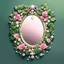 Placeholder: Create an Artwork of a Mirror with ivy branches and pearls necklace, Like a creative Logo for a Varasity Jacket to put a random number uin it, illustration. Colors should be pink and green