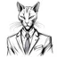 Placeholder: Illustrative sketch of a image of an humanoid cat, suit and tie, arte lineal ultra quality, 8k