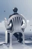 Placeholder: male character sitting on a plastic chair seen from behind, line arts, greyscale