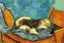 Placeholder: cute sleeping cat in van gogh style