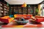 Placeholder: (design by Mario Bellini, 1970)vintage charm and funky flair. The bold geometric-patterned sofa takes center stage, alongside a low coffee table sporting psychedelic swirls. Sink into the shaggy, vibrant-hued armchairs for a plush retreat. Sleek, angular bookshelves display treasures from the past, while fiery-colored floor lamps illuminate the room with intricate designs. And who can overlook the iconic sunburst wall clock, a true showstopper that completes the retro look. It's a blast from th