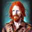 Placeholder: Portrait of Courtney Gains as a ruggedly handsome but joyful roguish pirate, charismatic, attractive male, masculine, perfect, precisely detailed, lightly freckled face, meticulously detailed multi-hued ginger carrot colored cherry fire red hair; Malachai of the corn; fantasy, intricate, elegant, highly detailed, digital painting, artstation, concept art, matte, sharp focus, illustration, art by artgerm and greg rutkowski and alphonse mucha