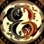 Placeholder: Ukiyo-e Style , ying anf yang sign, dragon