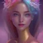 Placeholder: fairy, pink, blue, beautiful, happy smile, gold, jewels, hyperrealism, masterpiece, expert, cinematic lighting, sharp focus, 8K, pastel, macro lens, woman, detailed, flower