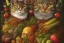 Placeholder: Cat head vegetables fish like Arcimboldo