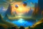 Placeholder: A fantasy painting of mysterious energy orbs in the sky surrounded by floating islands and hovering rocks, a beautiful landscape in the style of Michael Whelan, energy surge, serene countryside, lush forests, soaring mountains, impressive detail, sunset, high resolution, 4K, 8K, masterpiece