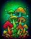 Placeholder: Mushrooms colorful page cartoon, simple bold precise lines, color background