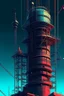 Placeholder: cyberpunk retro futuristic radio communication tower