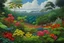 Placeholder: A plain filled with flowers near a jungle and a forest painted by Frank Wilson