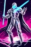 Placeholder: retro fantasy art of a heroic space knight with laser sword