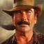 Placeholder: Tom Selleck, as Indiana Jones, dramatic light, close up, smoky background, high detail, cinematic, vignette