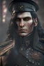 Placeholder: High Commander of a Dieselpunk utopia in a ww2 military dress, up close, fantasy, High details, realistic design, dark vibes, 8k, male, long black hair