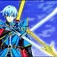 Placeholder: fire emblem, anime, screenshot, ova, 90s anime, marth, boy, blue hair, prince, sword, fantasy setting, fire emblem marth, fullbody, with background