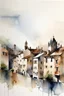 Placeholder: Nottingham cityscape by alvaro castagnet, minimalist loose drippy wet watercolour