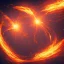 Placeholder: Electrons of fire in a circular path of fire revolving around protons and neutrons of diamond, complete and detailed components, full HD, 8K, 16K