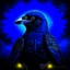 Placeholder: Mighty Raven with nature and runes and glowing eyes and swedish flag
