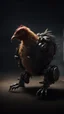 Placeholder: chicken monster robot with eerie lighting and a haunting atmosphere , photo / ultra realistic cinematic