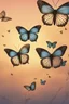 Placeholder: Bubbles and Butterflys flying to the sky at sunrise