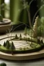 Placeholder: Generate an image of a tranquil forest scene crafted from mini thin wooden sticks and jute threads, capturing the essence of nature.