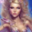 Placeholder:  lying down beautiful face princess blond fairy smiling with sparkle jewel bikini and butterflies in hair magic