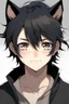 Placeholder: A anime boy with messy black hair, large black cat ears.