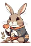 Placeholder: a humain rabbit in japanese style drinking a coffee
