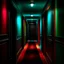 Placeholder: dark vivid hallway