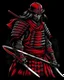 Placeholder: samurai with a katana, into an armor, red black colors,