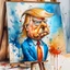 Placeholder: dnd, fantasy, watercolour, humongous strokes, stylistic, portrait, illustration, furry, trump , personable face