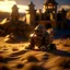 Placeholder: golem in castle in the desert in evening, photo-realistic, shot on Hasselblad h6d-400c, zeiss prime lens, bokeh like f/0.8, tilt-shift lens 8k, high detail, smooth render, down-light, unreal engine, downlight