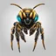 Placeholder: Clean white background, a stunning close-up of an alien bee,neon colors,photograph, professional vector, high detail, sharp focus, studio photo, intricate details, highly detailed, ultra hd, realistic, highly detailed, 8k, print ready vector sticker format, high detail, sharp focus, realistic, highly detailed , 8k