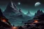 Placeholder: night, rocks, mountains, sci-fi, epic, rodolphe wytsman impressionism paintings