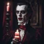 Placeholder: Character design of a Victorian vampire, medium: photography, style: reminiscent of the characters in Bram Stoker's Dracula, lighting: soft, diffused candlelight creating a gothic atmosphere, colors: rich blacks and reds with pops of white, composition: shot with a Nikon D850 DSLR, Nikkor 85mm f/1.4 lens, Resolution 45.7 megapixels, ISO sensitivity: 100, Shutter speed 1/60 second, full body shot capturing the elegant design of the vampire, focus on the character's pale face and intricate costume