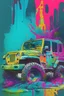 Placeholder: jeep on a terrain, graffiti art, splash art, street art, spray paint, oil gouache melting, acrylic, high contrast, colorful polychromatic, ultra detailed, ultra quality, CGSociety abstract art complementary colors fine details