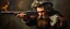 Placeholder: master oil painting by Rembrandt, shotgun mozart looking mean and crazy