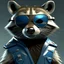 Placeholder: raccoon as a special agent with sunglasses photorealistic