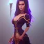 Placeholder: a gorgeous busty female fantasy mage casting spells in a sensual dress