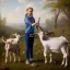 Placeholder: portrait Greta Thunberg milking a GOAT